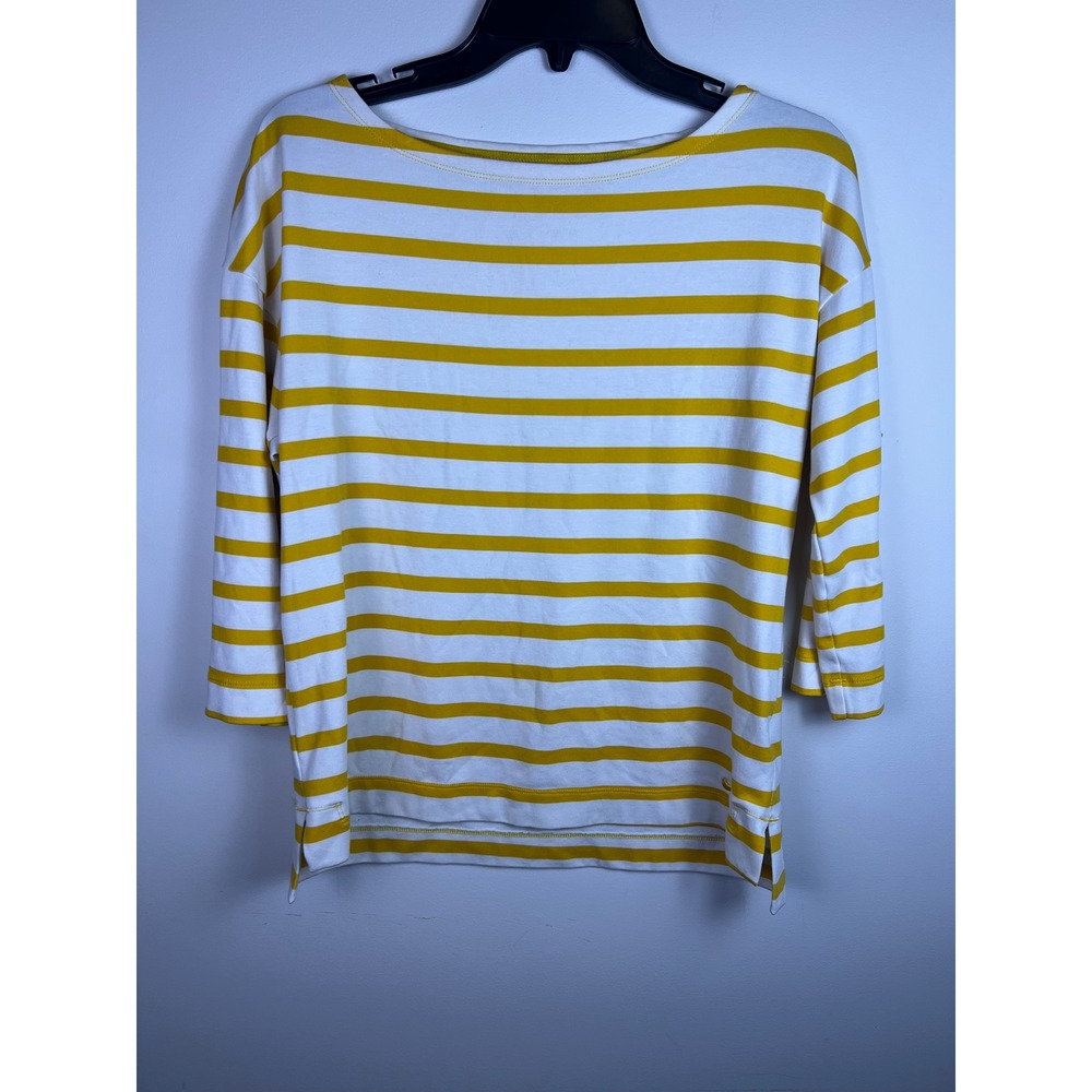 Nike Dri Fit Striped Long Sleeve Athletic Top Womens Small White Yellow
